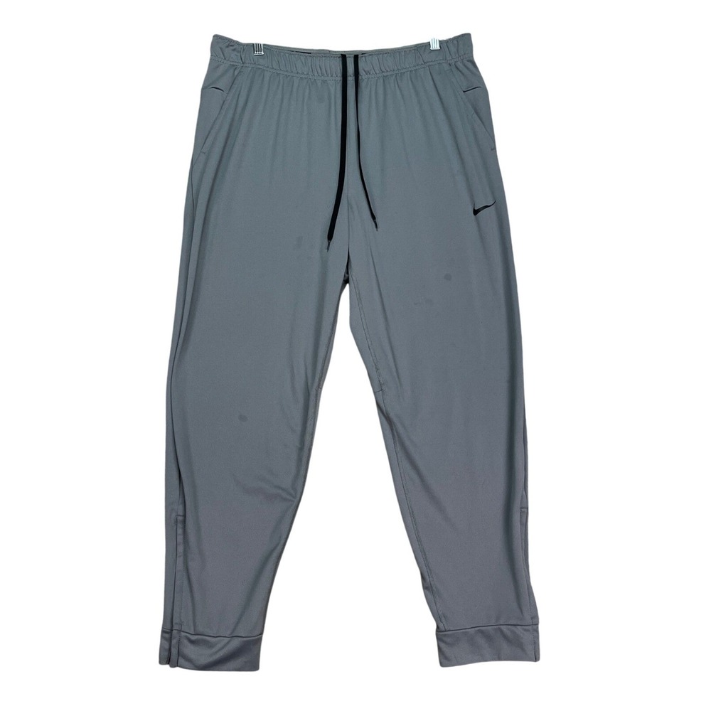 Nike Jogger Pants Men Large Gray Zipper Cuffs Training Sweatpants Dri-FIT SWOOSH